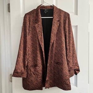 NWOT Bobeau Leopard Print Open Front Blazer